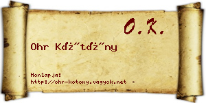 Ohr Kötöny névjegykártya